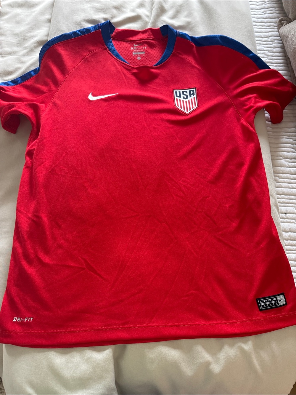 Nike Kids USA Red Soccer Jersey with Blue Trim